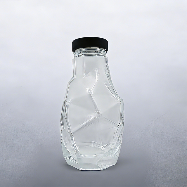 Irregular Polygon Glass Household 350ml Honey Bottle With Screw Cap